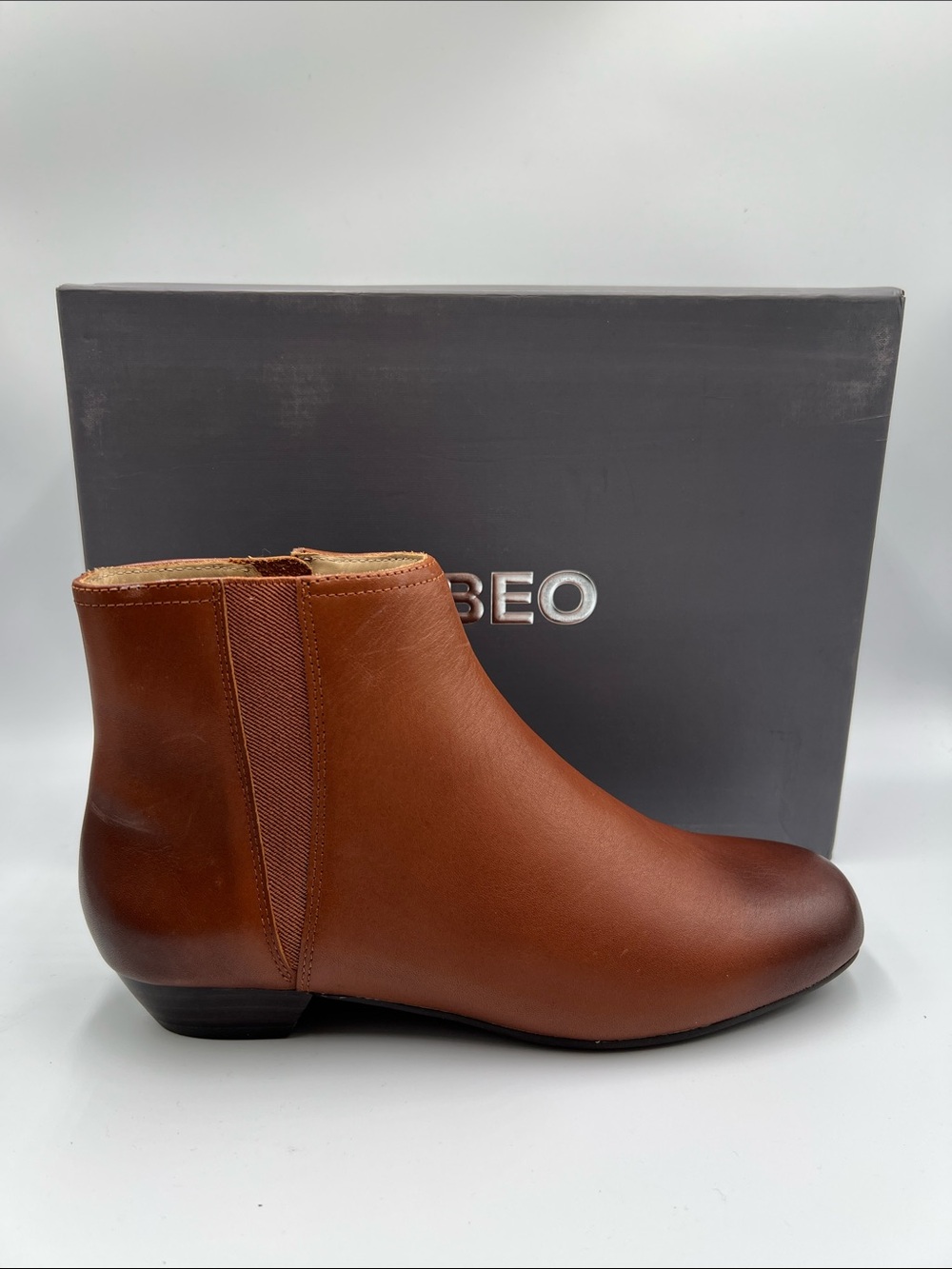 Abeo Via ankle boot shoe caramel brown Chelsea comfort burnished toe women new 7